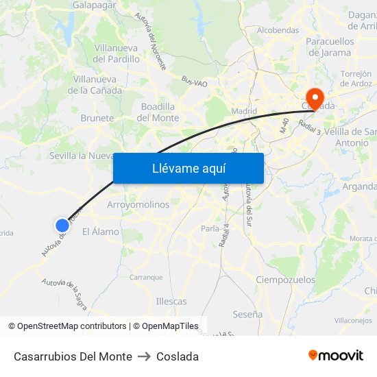 Casarrubios Del Monte to Coslada map