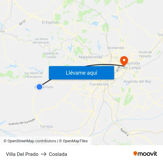 Villa Del Prado to Coslada map