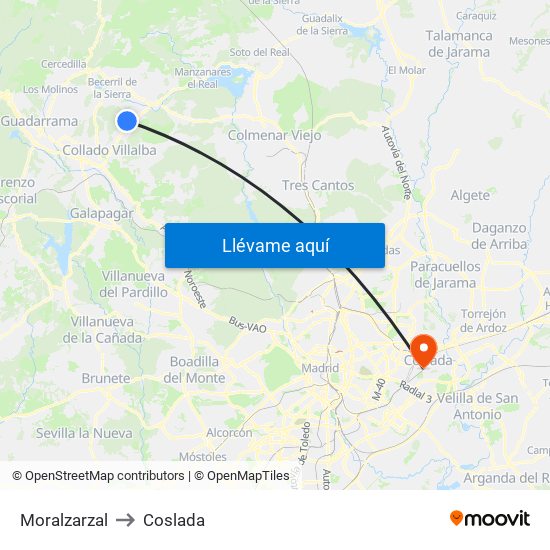 Moralzarzal to Coslada map
