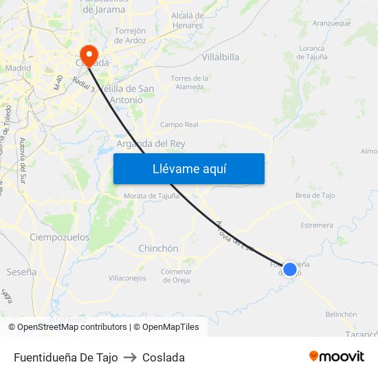 Fuentidueña De Tajo to Coslada map