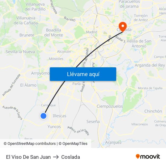 El Viso De San Juan to Coslada map