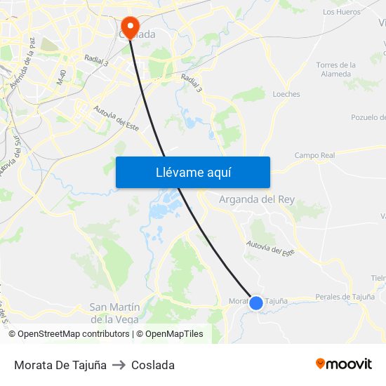 Morata De Tajuña to Coslada map