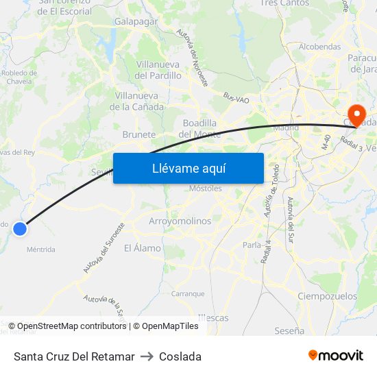 Santa Cruz Del Retamar to Coslada map