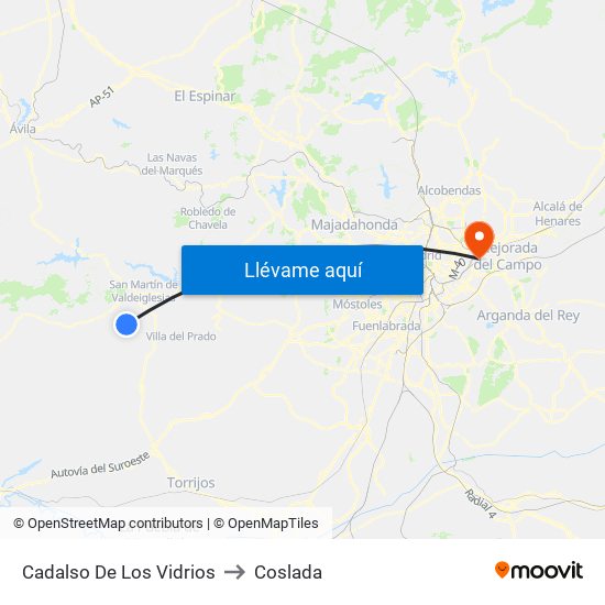 Cadalso De Los Vidrios to Coslada map