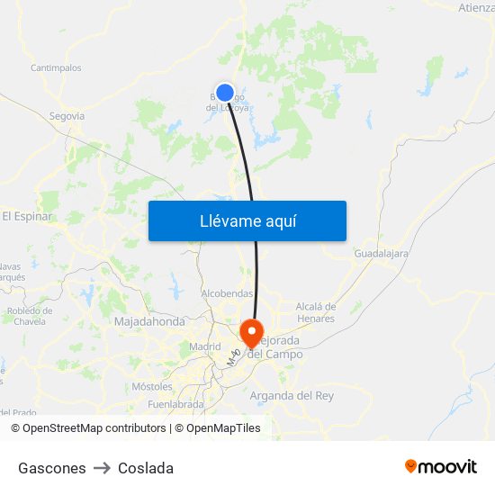 Gascones to Coslada map