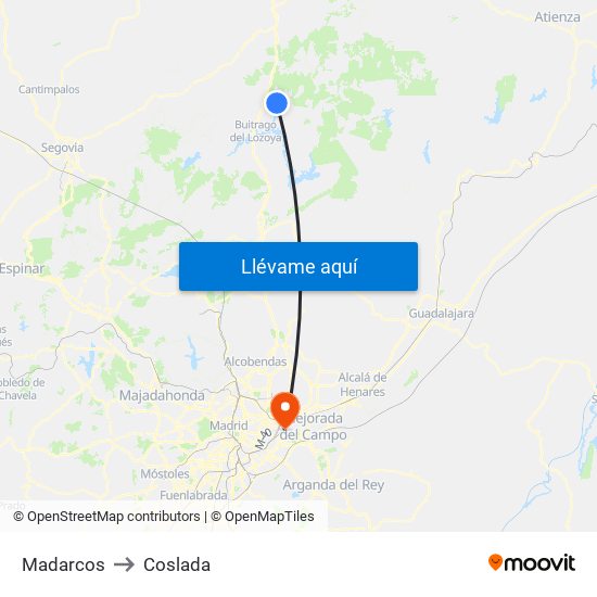 Madarcos to Coslada map