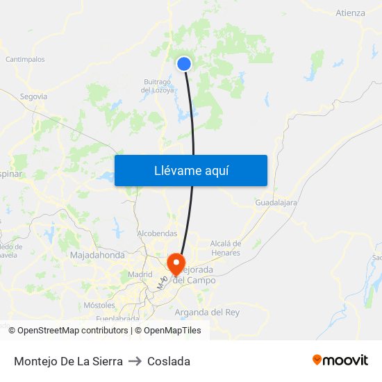 Montejo De La Sierra to Coslada map