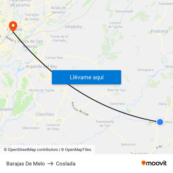 Barajas De Melo to Coslada map
