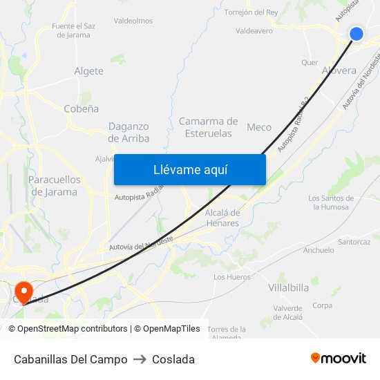 Cabanillas Del Campo to Coslada map
