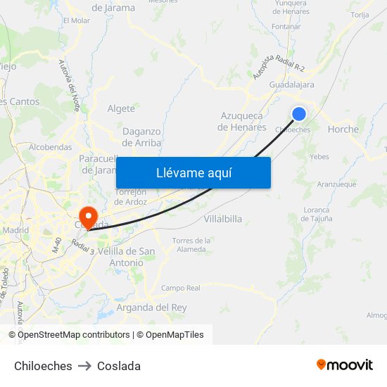 Chiloeches to Coslada map