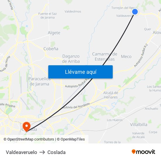Valdeaveruelo to Coslada map
