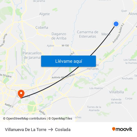 Villanueva De La Torre to Coslada map