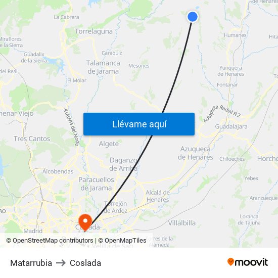 Matarrubia to Coslada map