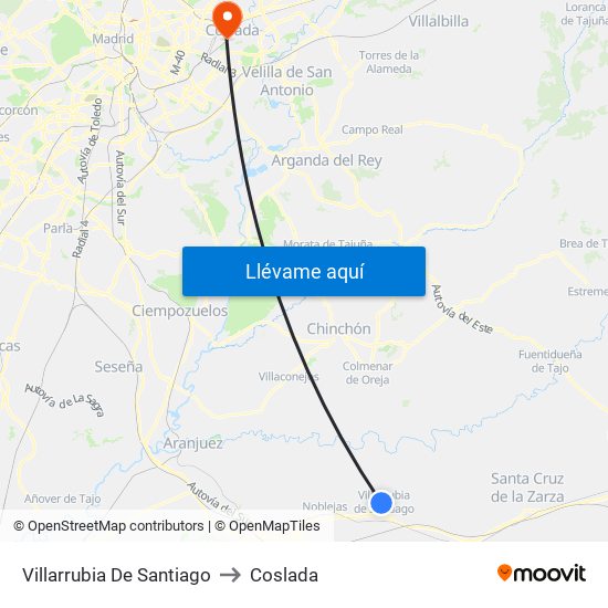 Villarrubia De Santiago to Coslada map