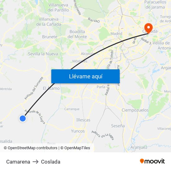 Camarena to Coslada map