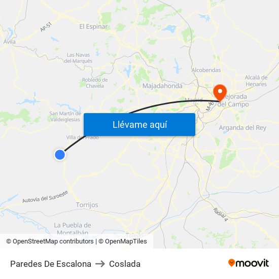 Paredes De Escalona to Coslada map