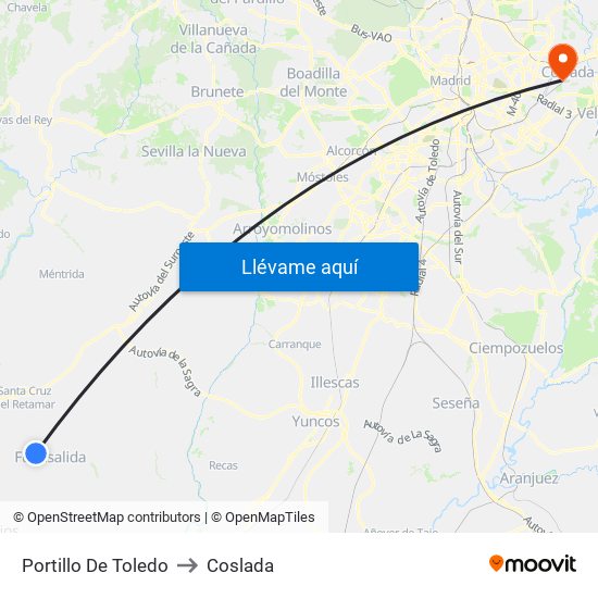 Portillo De Toledo to Coslada map
