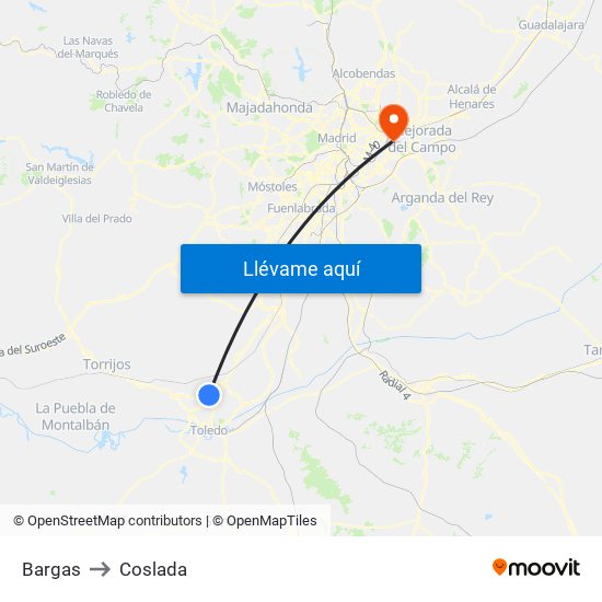 Bargas to Coslada map