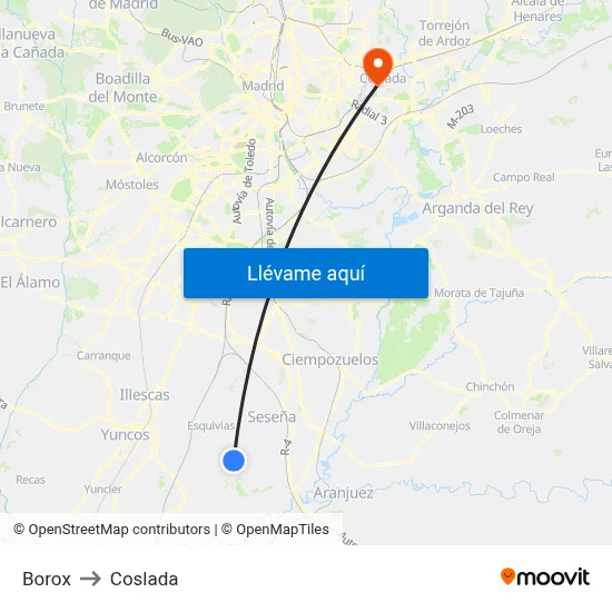 Borox to Coslada map