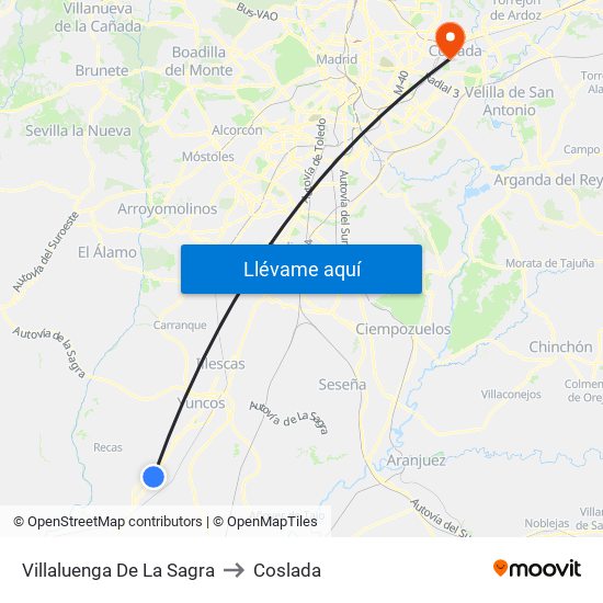 Villaluenga De La Sagra to Coslada map