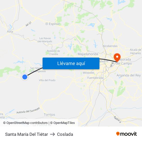 Santa María Del Tiétar to Coslada map