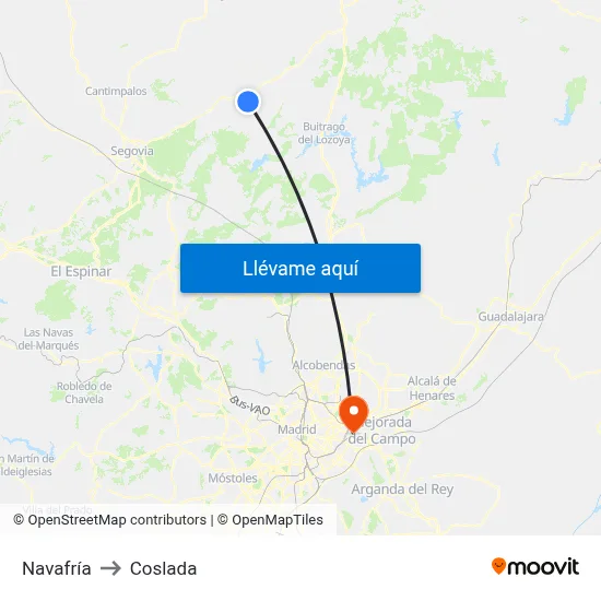 Navafría to Coslada map