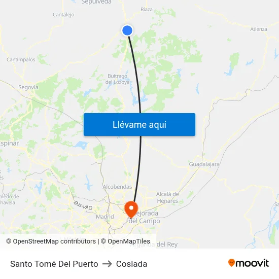 Santo Tomé Del Puerto to Coslada map