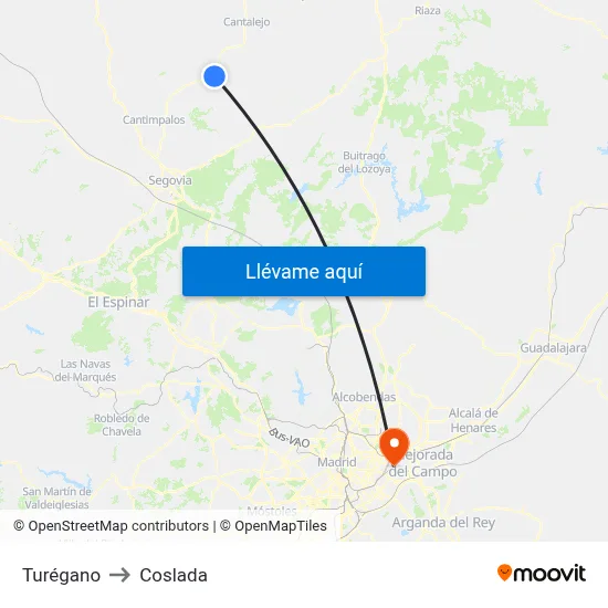 Turégano to Coslada map