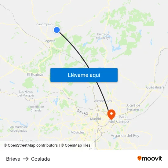 Brieva to Coslada map