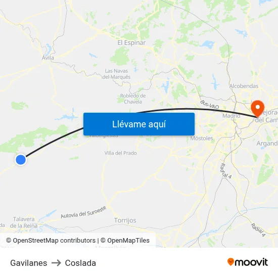 Gavilanes to Coslada map