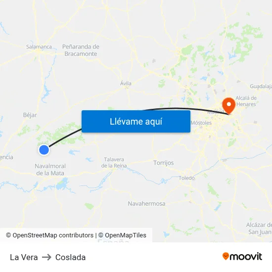 La Vera to Coslada map