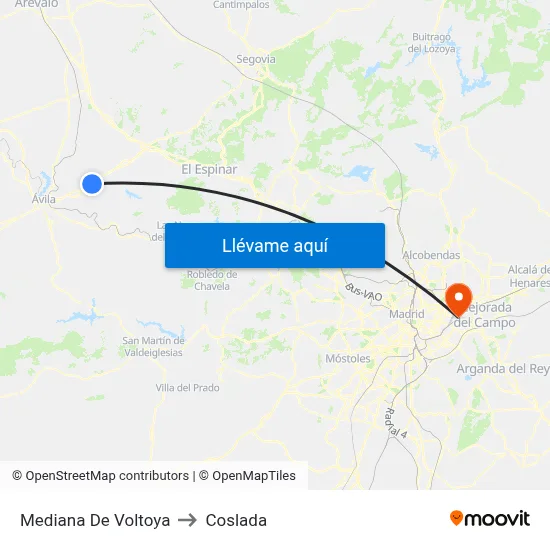 Mediana De Voltoya to Coslada map
