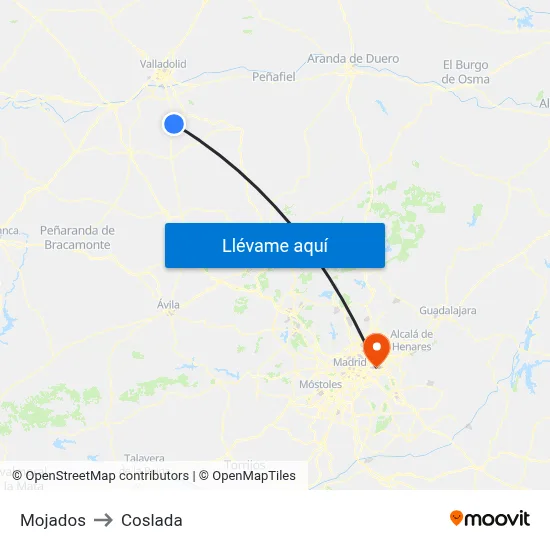 Mojados to Coslada map