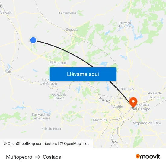 Muñopedro to Coslada map