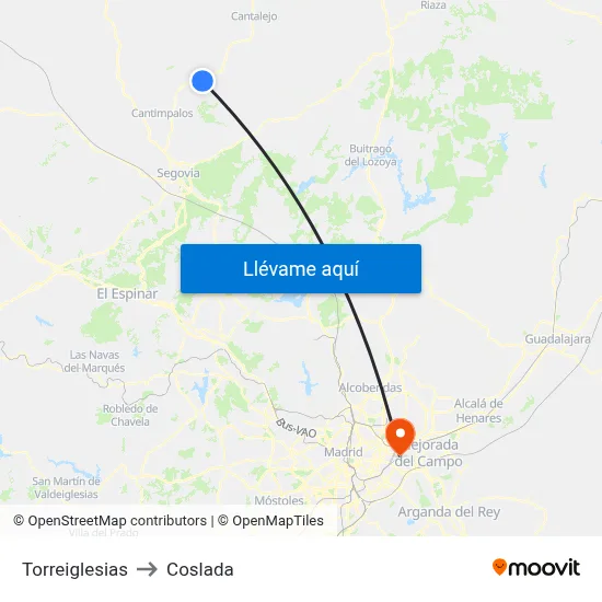Torreiglesias to Coslada map