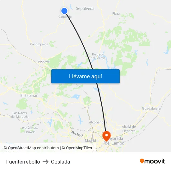 Fuenterrebollo to Coslada map