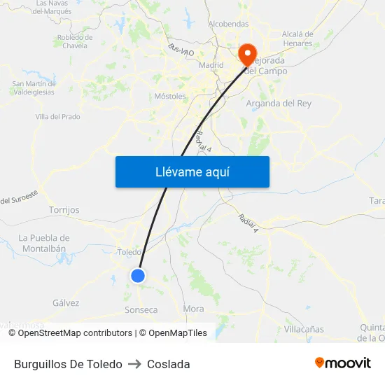 Burguillos De Toledo to Coslada map