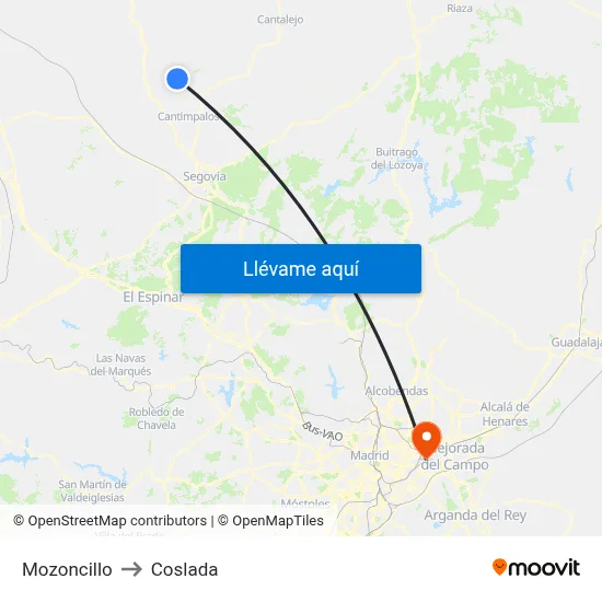 Mozoncillo to Coslada map