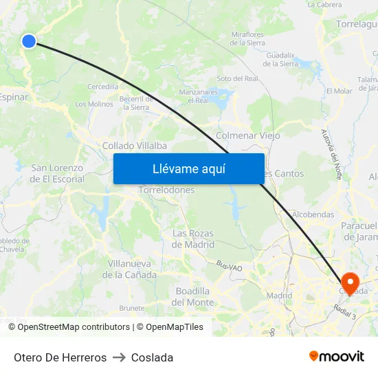 Otero De Herreros to Coslada map