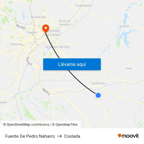 Fuente De Pedro Naharro to Coslada map