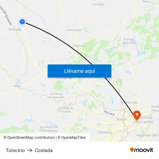 Tolocirio to Coslada map