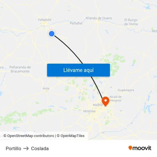 Portillo to Coslada map