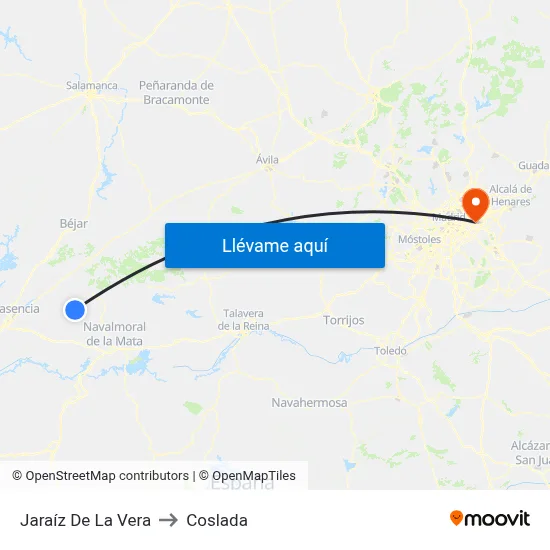 Jaraíz De La Vera to Coslada map