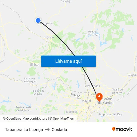 Tabanera La Luenga to Coslada map