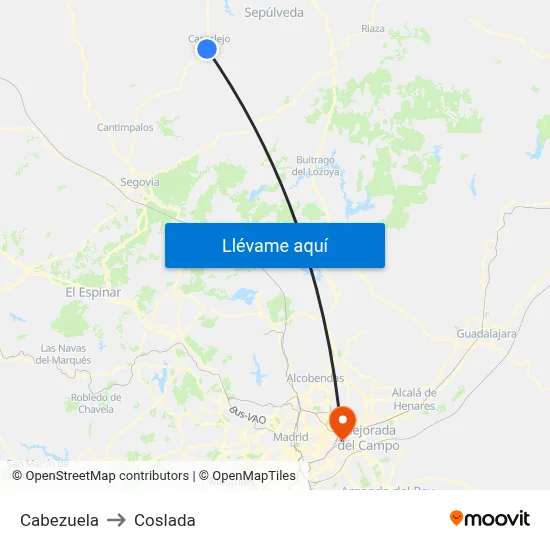 Cabezuela to Coslada map