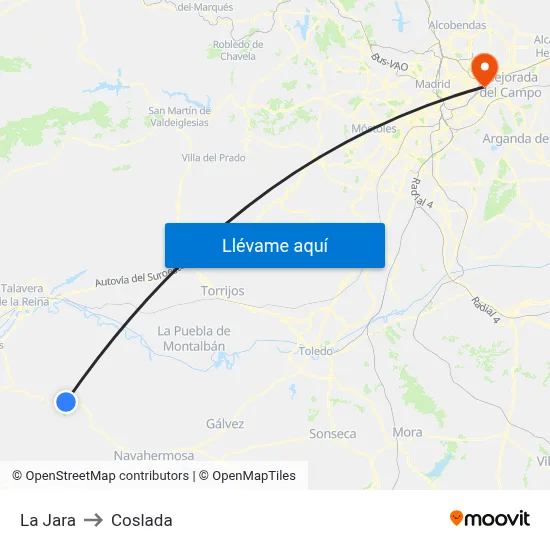 La Jara to Coslada map