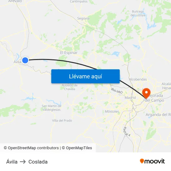 Ávila to Coslada map