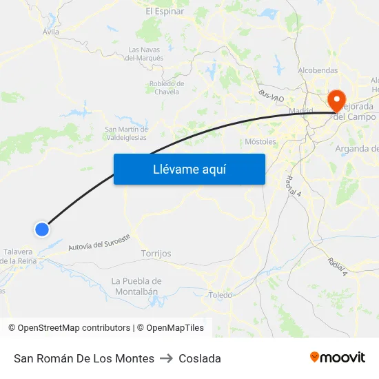 San Román De Los Montes to Coslada map