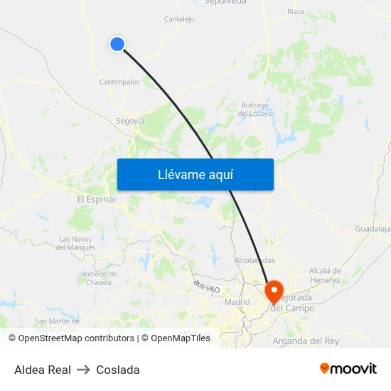 Aldea Real to Coslada map
