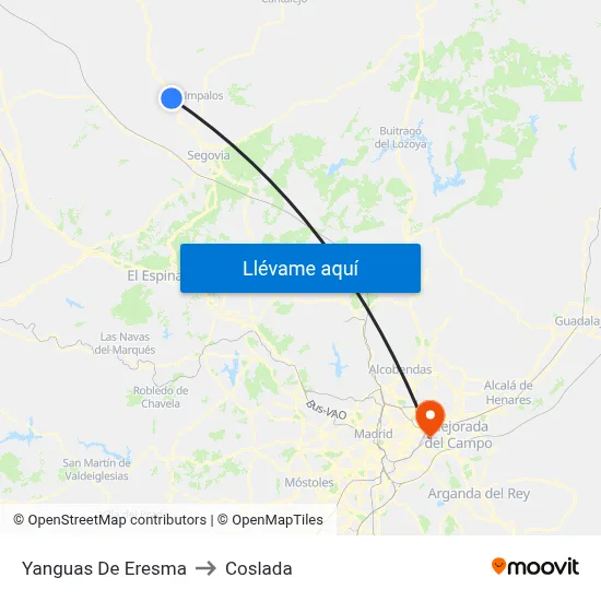 Yanguas De Eresma to Coslada map